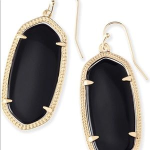 Kendra Scott earrings (“Danielle”) & necklace (“Rayne”) both in black & gold.